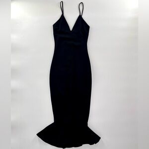 Classic Black V Neck Mermaid Bodycon Dress Black Tie Evening Wear